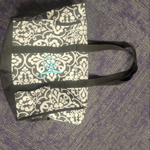 Black and White Tote Bag with Embroidered Letter A - Picture 1 of 4